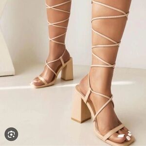 Lhamo Latso Women's Nude Strappy Heels